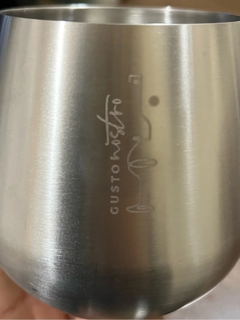 Gusto Nostro Stainless Steel Wine Glass - 18 oz - Cute, Set of 2, Silver
